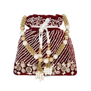 8284 Maroon Potli Purses Handmade Evening Handbag Stylish Bridal Fashion